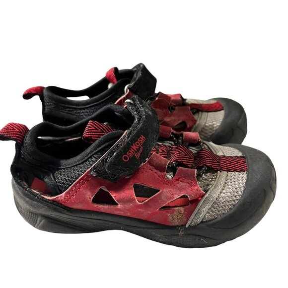 Oshkosh Bgosh Toddler Boys Red & Black Closed-Toe Sandals SZ 7 Adjustable Straps - Picture 3 of 6